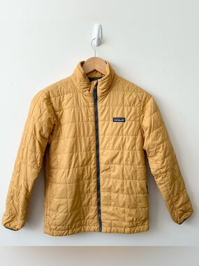 Patagonia Jacket Puffer Kids 12 Yellow  Quilted Full Zip